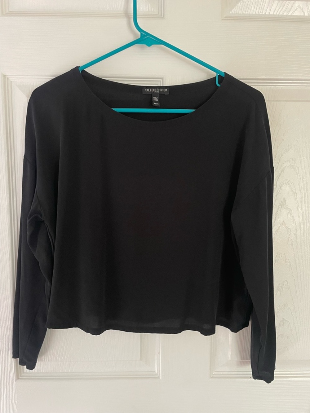 Eileen Fisher Black Long-Sleeve Silk top Small Petite